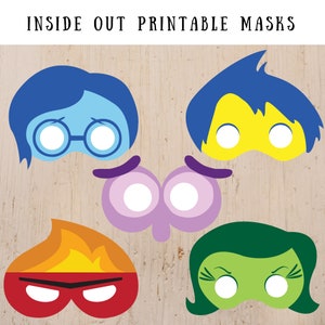 Maska do druku Inside Out 2, gra dla dzieci Inside Out, postać Inside Out, Pdf, Svg, Png, maska dla dzieci do druku,