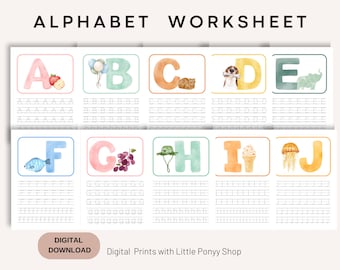Printable Alphabet Tracing Worksheets ABC Tracing Workbook Letters Tracing Activity  Kindergarten Alphabet Worksheets Back to School