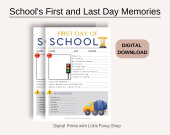 First and Last Day of School Keepsake Printable, Kid's Memory Journal, School Keepsake Memory Box Last Day Of School, Back to School