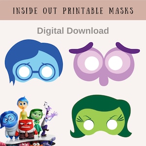 Inside Out 2 afdrukbaar masker, Inside Out kinderspel, Inside Out pdf, Svg, png, afdrukbaar kindermasker