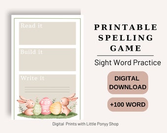 Zichtwoordoefening, afdrukbaar spellingspel, kleuterschool zichtwoorden, Fry's eerste 100 kaarten, leren lezen, thuisschool lezen werkblad