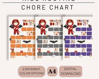 Printable Reward Chart Toddler Boys Reward Chart Girls Reward Chart Printable Kids Routine Chart Printable Halloween Reward Chart