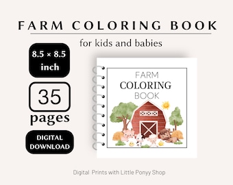 Printable Farm Coloring Book Kids and Babies Coloring Book Learning Farm Animal Happy Birthday Gifts for Kids Easy Coloring Pages