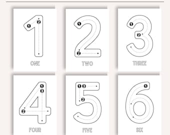 1-20 Number Tracing, Preschool Worksheet Printable, Handwriting Practice, Number Coloring , 20 Printable Numbers Coloring Pages