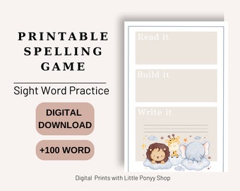 Printable Sight Word Worksheets  Kindergarten-1st Grade Reading & Spelling Activity | Learn To Read with Fry's First 100 Cards Spelling Game