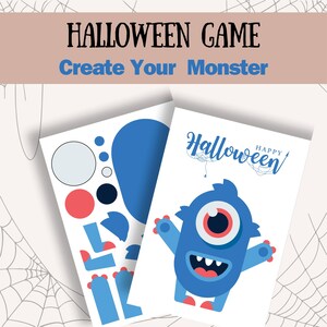 Crea tu propio monstruo, actividad de Halloween imprimible para niños, manualidad divertida de Halloween, recurso creativo de aprendizaje en casa, noche de juegos en familia