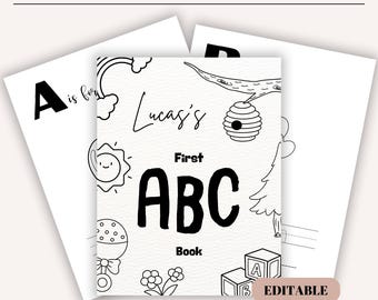 Baby Shower ABC Book, First Alphabet Book, Baby's First ABC Book, Minimalist Baby Shower ABC Game Template, Baby Shower Game