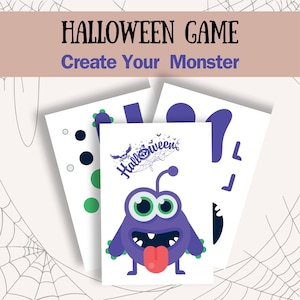 Crea tu propio monstruo, juego de Halloween imprimible, noche de juegos en familia, juego divertido, juego de Halloween para niños, hojas de Halloween, amigos de Halloween