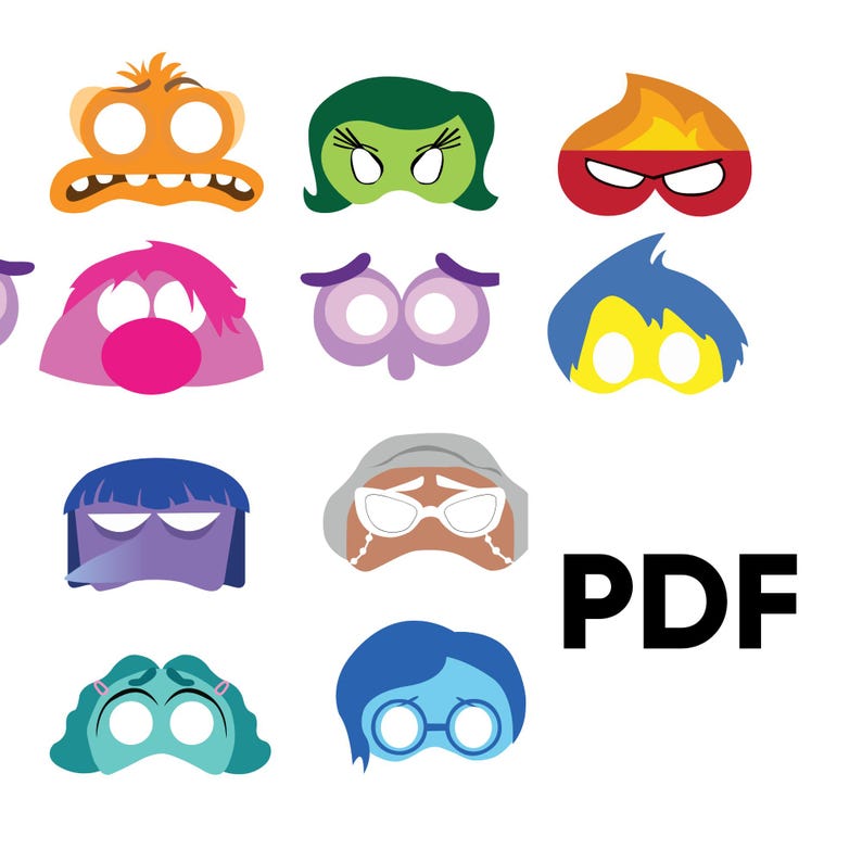 Inside Out 2 Printable Mask, Inside Out Kids Game, Inside Out Pdf, Svg