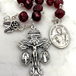 Reliquia de tercera clase San Dimas el "Buen Ladrón" Rosario devocional de diez centavos Rosario de bolsillo de una década / San Benito + Crucifijo con la Medalla Milagrosa