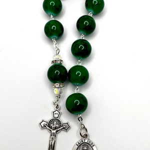 3rd Class Relic Saint Jude Tenner, One Decade Pocket Rosary, With St. Benedict Medal Crucifix, Touched to Arm 1st Class Relic of St. Jude
