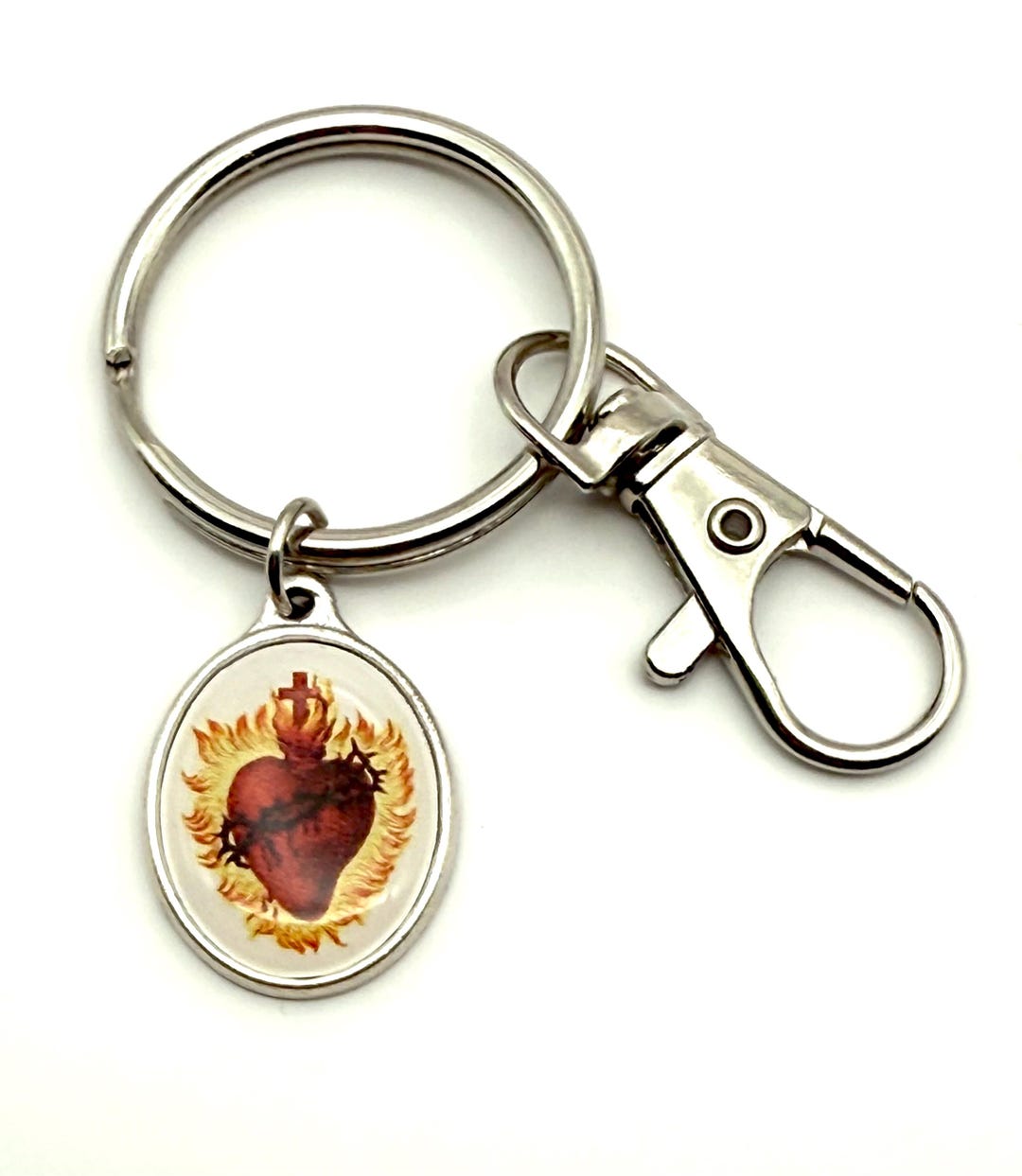 Sacred Key Chain Sacred Heart of Jesus | Large, Heavyweight, Durable Keychain With Clip ...