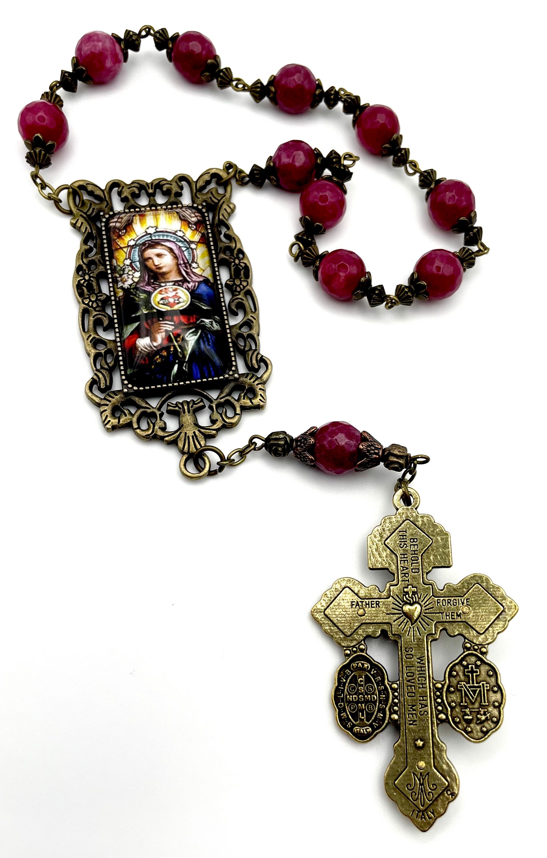 One Decade Ruby Heirloom Quality Ruby Gemstone Single Decade Rosary | Stunning ...