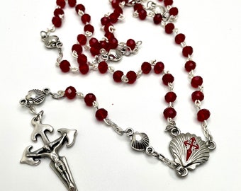 Saint James Crucifix, Scallop Shell Pilgrimage Centerpiece w/St. James Rosary— Camino, Way of St. James, Pilgrimage, Camino de Santiago