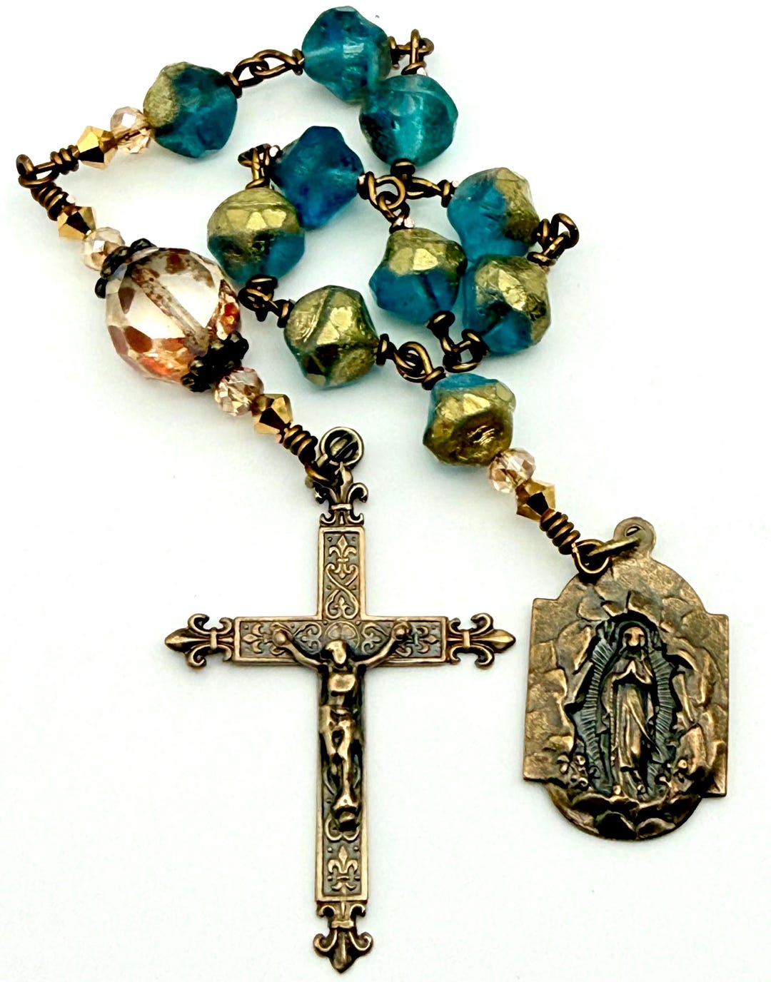 Our Lady of Lourdes Solid Bronze Heirloom Tenner Chaplet One Decade ...