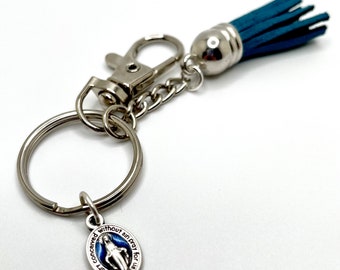 Miraculous Medal Keychain With Tassel and Clip