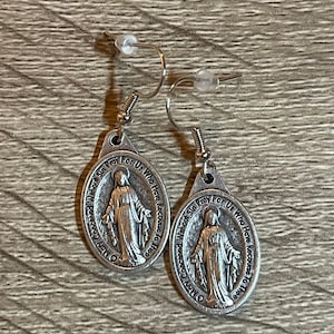 Large Miraculous Medal Earrings