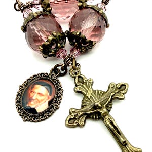 Handmade Wire-Wrapped Three Hail Mary Chaplet | Bronze Crucifix | Saint Vincent de Paul Medal | Gorgeous Handmade Czech Crystal Glass Beads