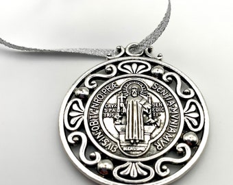 Large, Double-Sided Saint Benedict Medal Ornament l Christmas Ornament l Catholic Ornament | Protection Against Evil