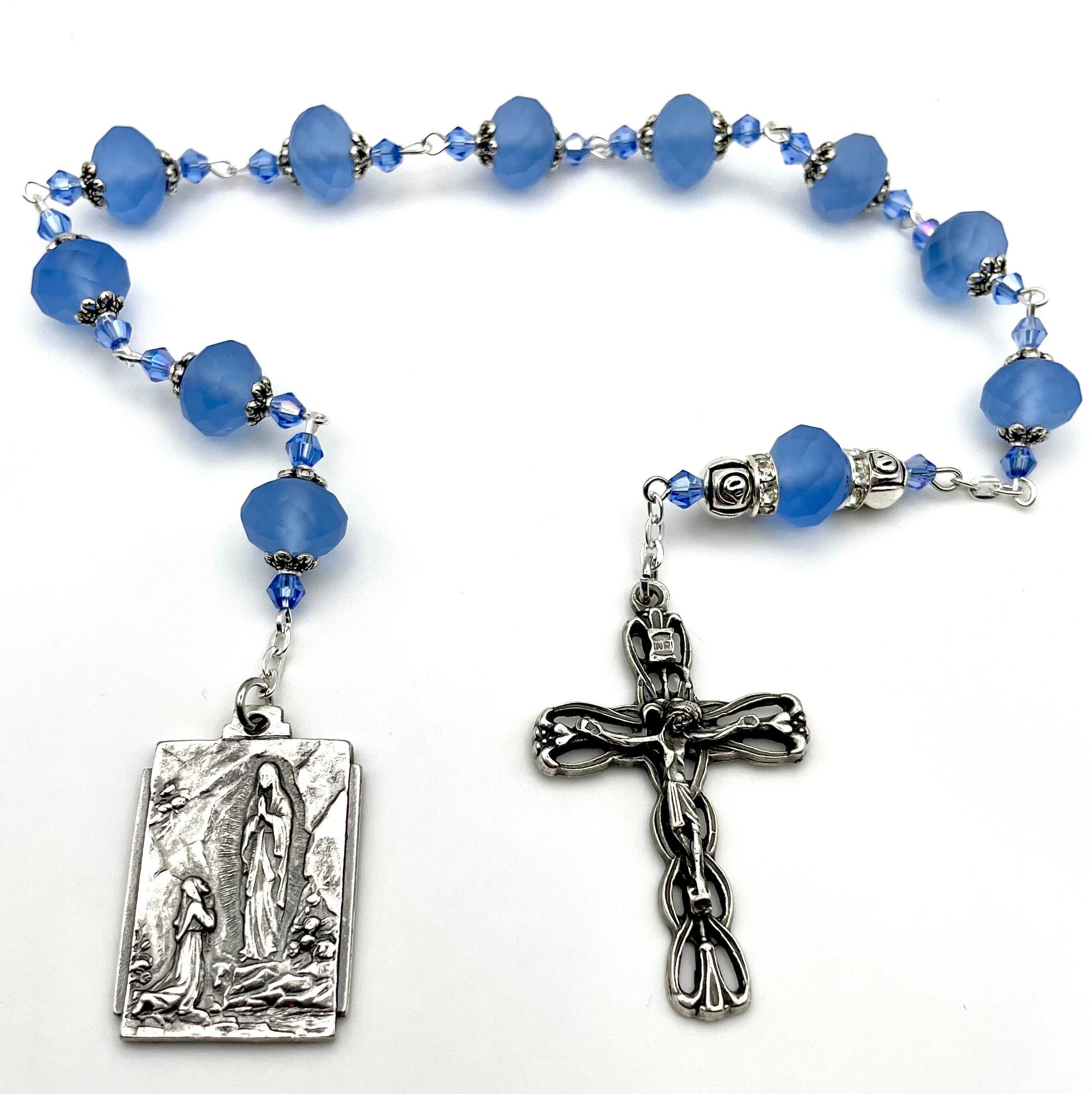 Large Our Lady of Lourdes + Saint Bernadette Devotional Medal Tenner ...