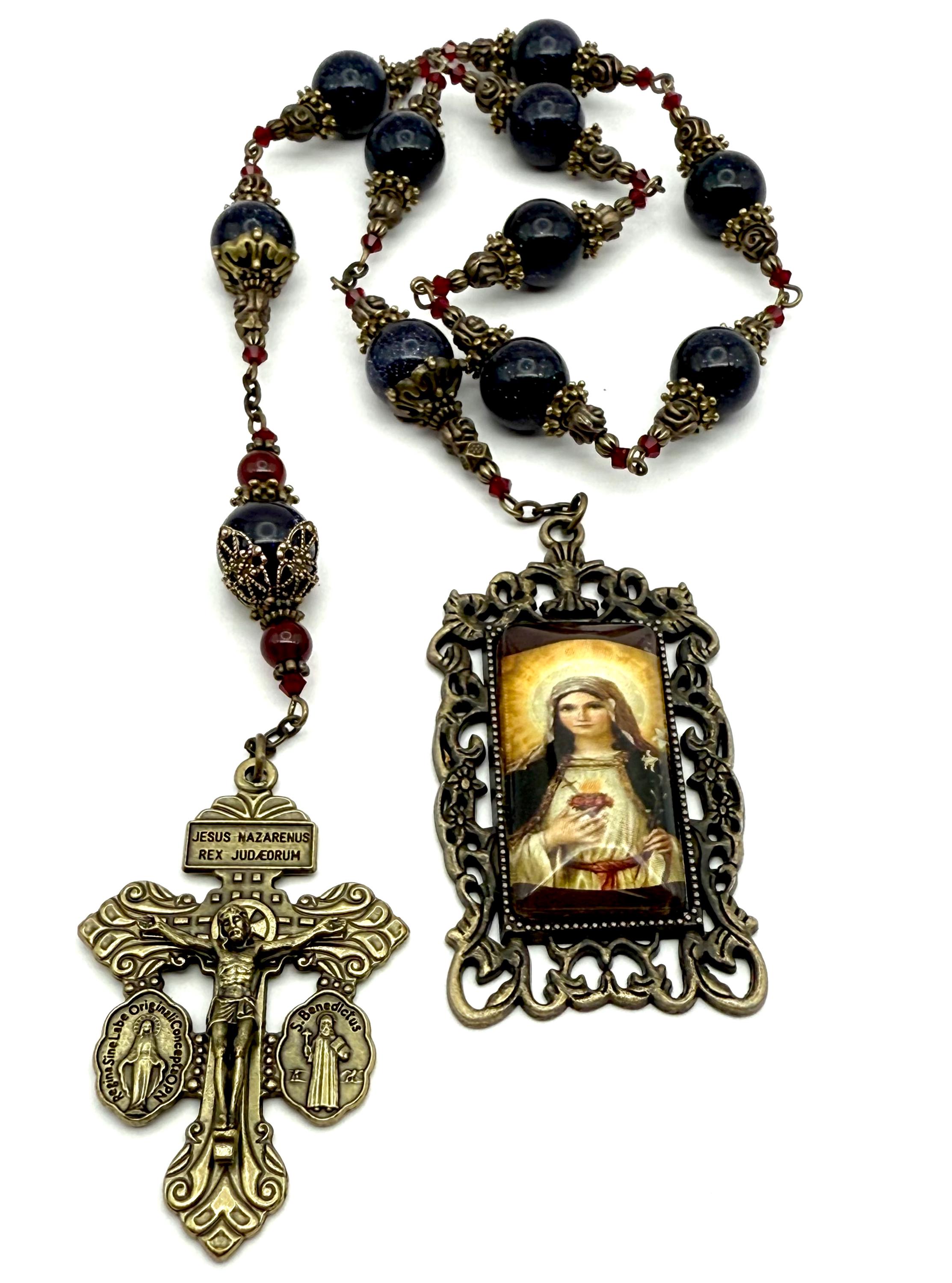 Large, Ornate Immaculate Sacred Heart of Mary Heirloom Tenner Chaplet ...