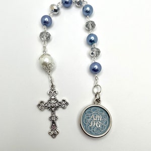 AMDG Tenner Chaplet One Decade Rosary With Large, Heavy AMDG Medal and Ornate Crucifix