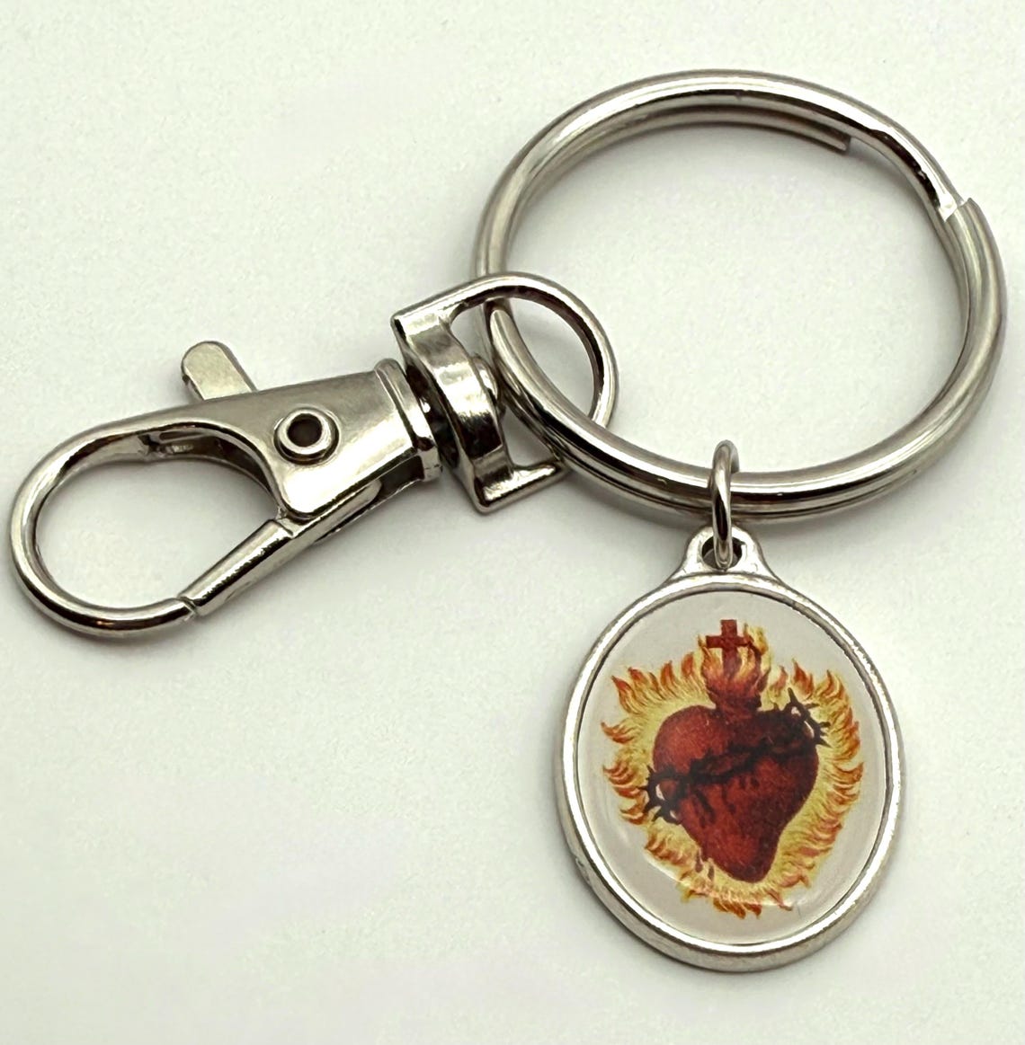 Sacred Key Chain Sacred Heart of Jesus | Large, Heavyweight, Durable Keychain With Clip ...