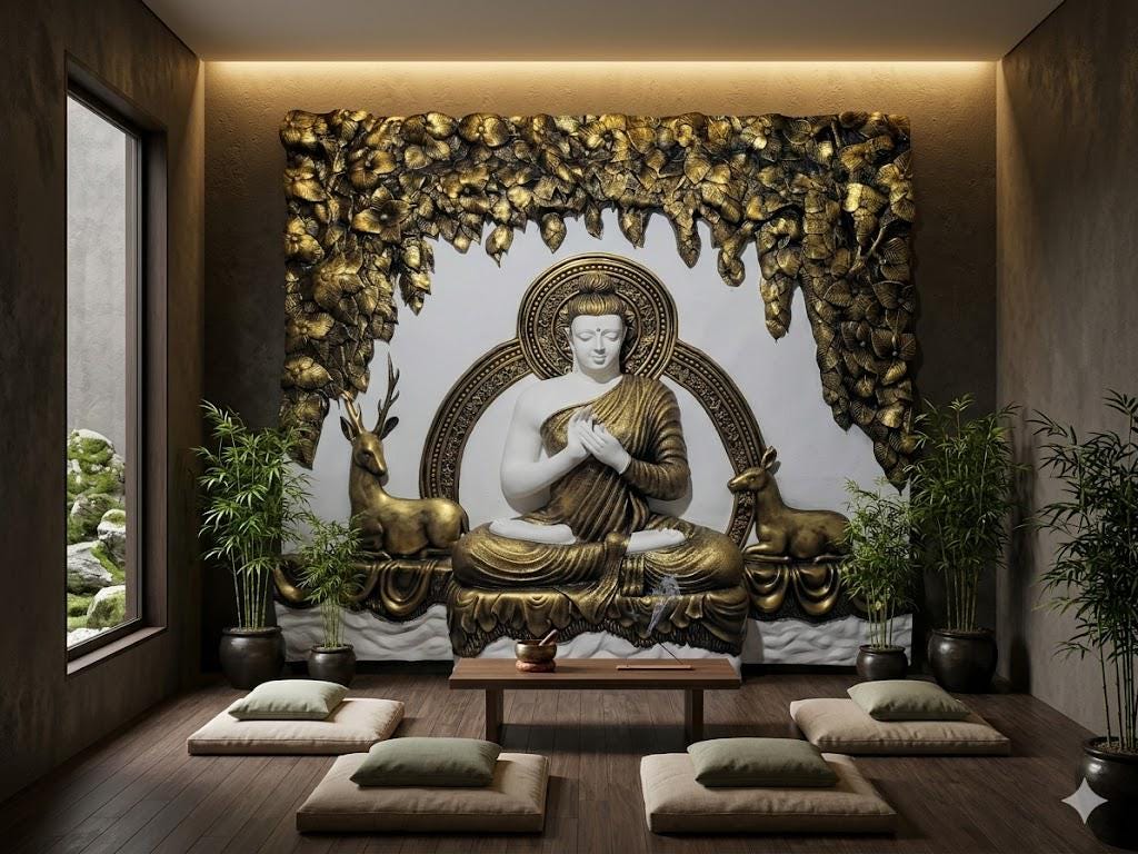 3D Relief Buddha Wall Mural | Handcrafted Meditation Temple Decor Panel ...