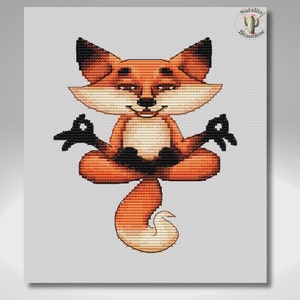Foxy Zen Yoga Embroidery Pattern PDF Digital Download