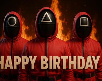 Banner Happy Birthday Squid Game