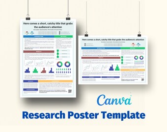 Research Poster Canva Template for Academic Presentations and Scientific Study Assignments - A0 size Portrait and Landscape