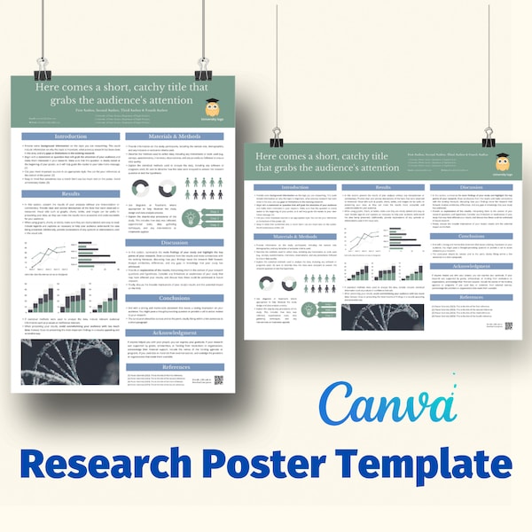 Wissenschaftliche Poster Vorlage Canva zur Präsentation Ihrer Forschungsstudie - A0 Hochformat und Querformat - ideal für Doktoranden und Forscher