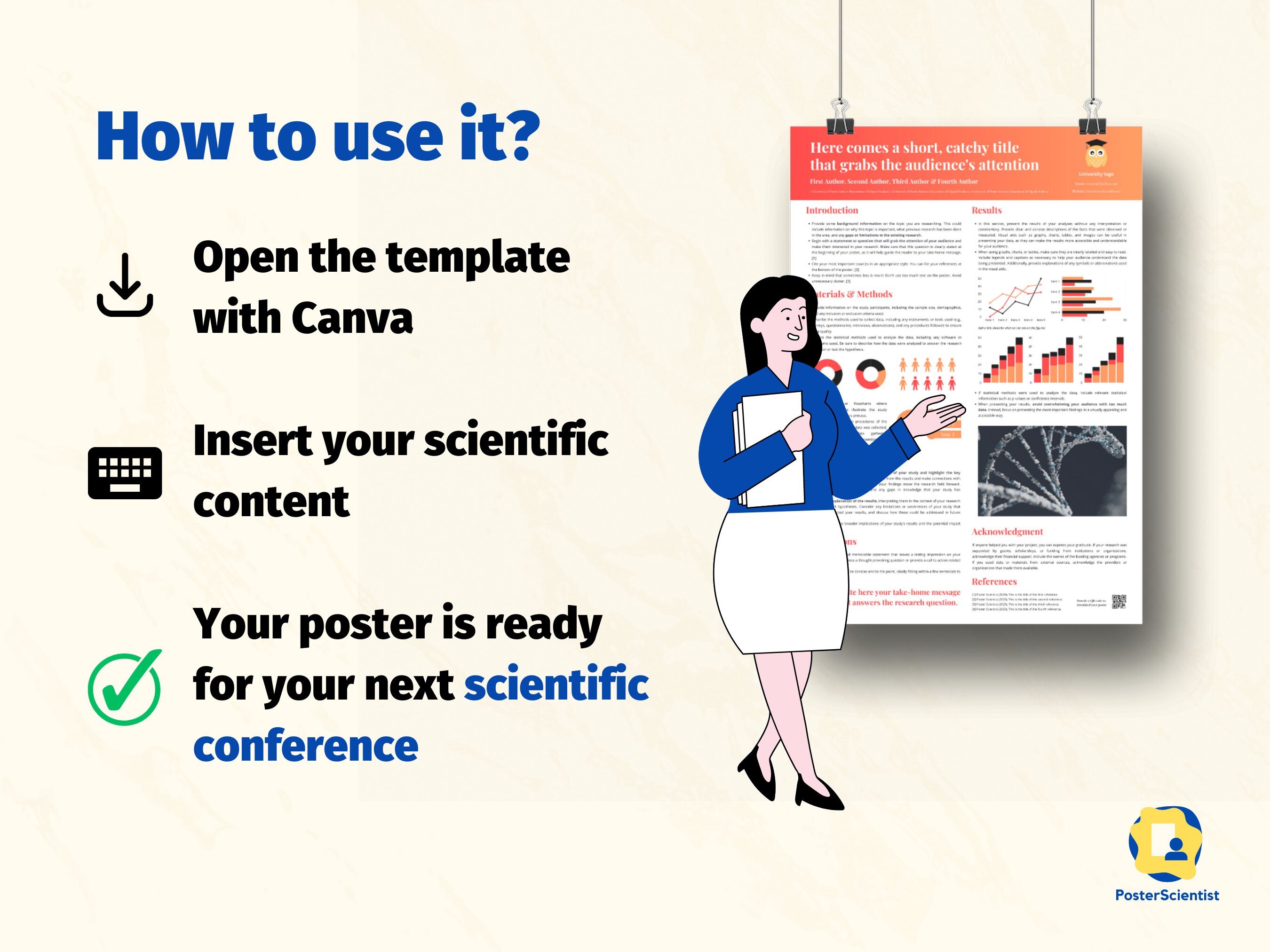 Academic Poster Template Canva to Present Your Research A0 Portrait and