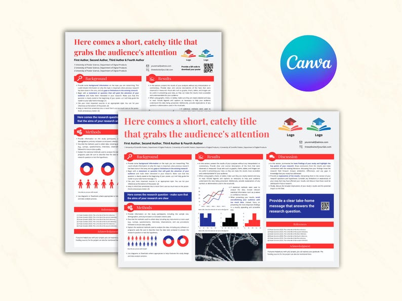 Academic Research Poster Template in Canva to Present Your Research ...