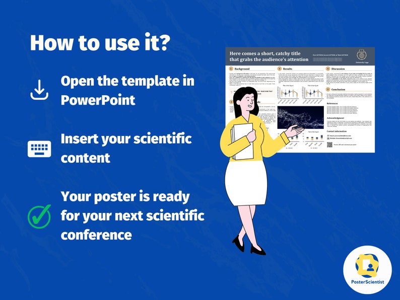 Academic Poster Template PowerPoint to present your research ideal for PhD presentations, scientific posters A0 Landscape image 3
