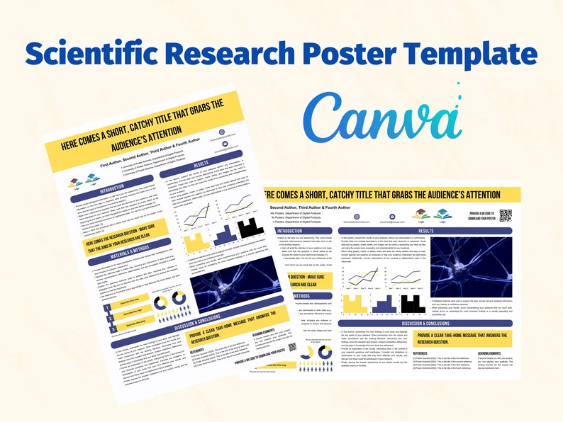 Research Poster Canva Template for Academic Presentations and Etsy