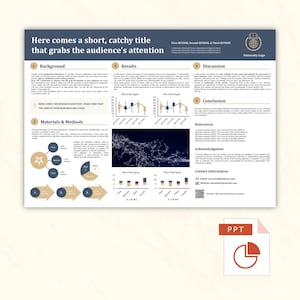 Plantilla de póster académico de PowerPoint para presentar su investigación - ideal para presentaciones de doctorado, carteles científicos - A0 Horizontal