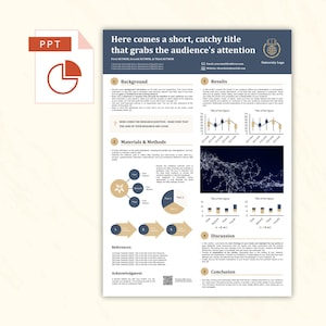 Plantilla de póster académico de PowerPoint para presentar su investigación - ideal para presentaciones de doctorado, carteles científicos - A0 vertical