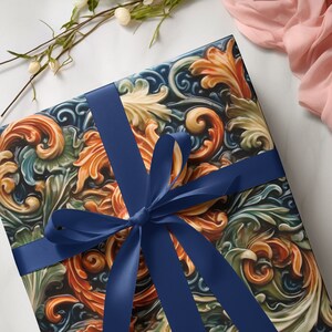 Mediterranean Tile Gift Wrapping Paper: Moorish Floral Design