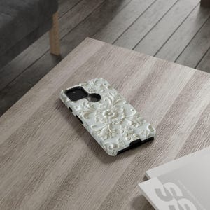 Cream Floral Google Pixel Case | Elegant Off White Phone Case | Vintage Baroque Pixel Cover image 7