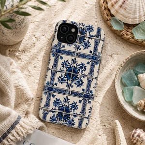 MagSafe iPhone Case - Blue Floral Ceramic Tile - Portuguese Azulejo iPhone Cover