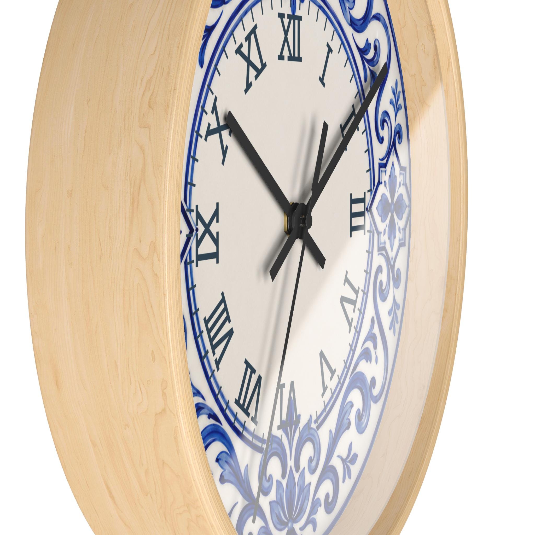 Blue Azulejo Wall Clock, Portuguese Tile Clock, Mediterranean Wall