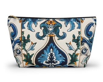 Azulejo Cosmetic Case: Vibrant Teal Majolika Travel Pouch
