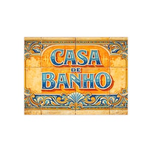 Custom Ceramic Tile - Casa De Banho, Portuguese Bathroom Sign