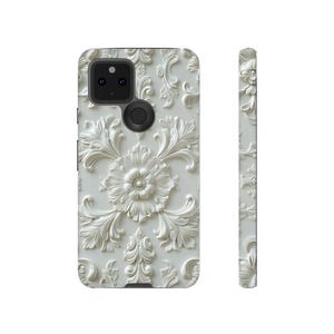 Cream Floral Google Pixel Case | Elegant Off White Phone Case | Vintage Baroque Pixel Cover image 9