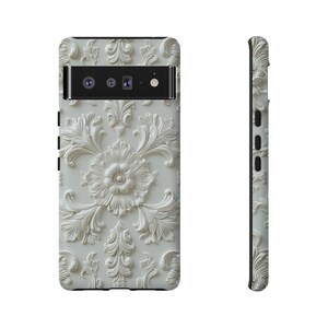 Cream Floral Google Pixel Case | Elegant Off White Phone Case | Vintage Baroque Pixel Cover image 11