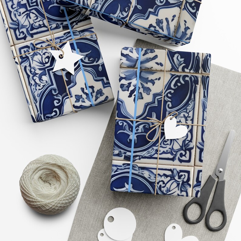 Gift Wrapping Paper With Antique Tile Pattern