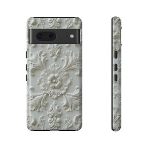 Cream Floral Google Pixel Case | Elegant Off White Phone Case | Vintage Baroque Pixel Cover image 8