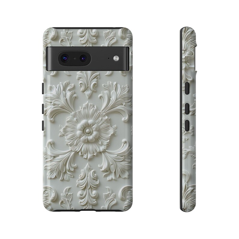 Cream Floral Google Pixel Case | Elegant Off White Phone Case | Vintage Baroque Pixel Cover image 8