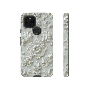 Cream Floral Google Pixel Case | Elegant Off White Phone Case | Vintage Baroque Pixel Cover image 10